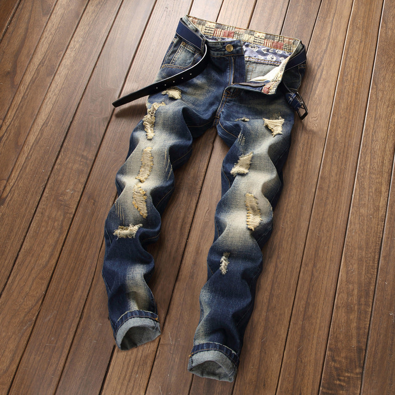 Herren Destroyed Jeans Drune