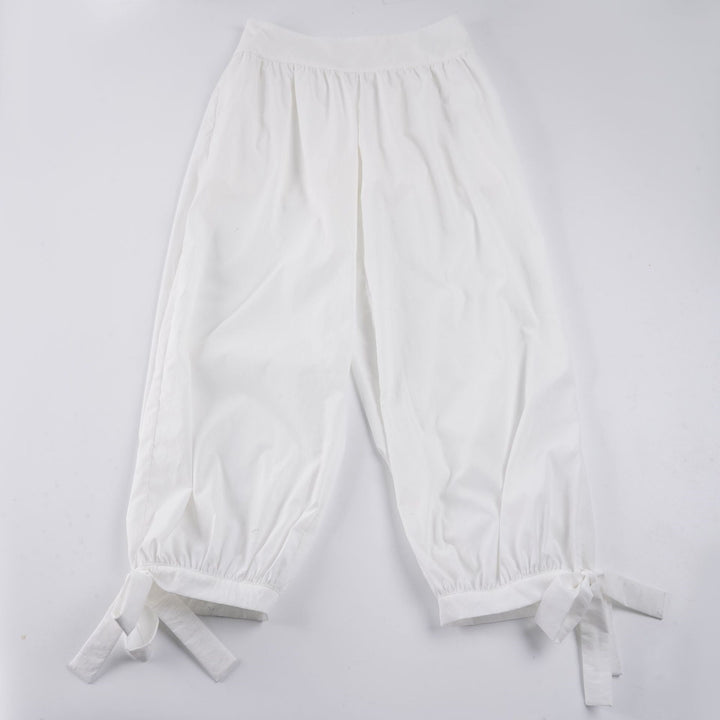 Damen weite Baumwollhose mit elastischem Bund und verstellbaren Bindebändern Drune