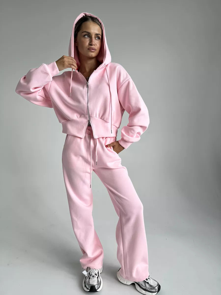 Damen Cropped Hoodie mit Reißverschluss Drune