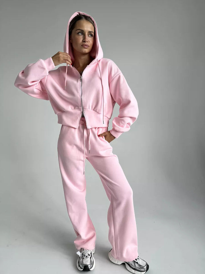Damen Cropped Hoodie mit Reißverschluss Drune