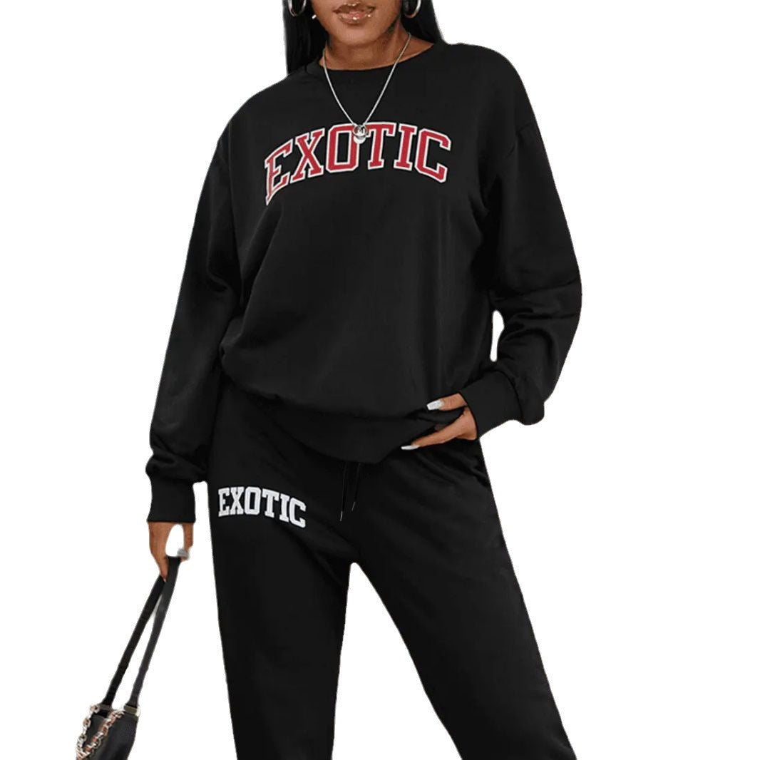 Damen Sportliches Sweatshirt und Jogginghose Set Drune