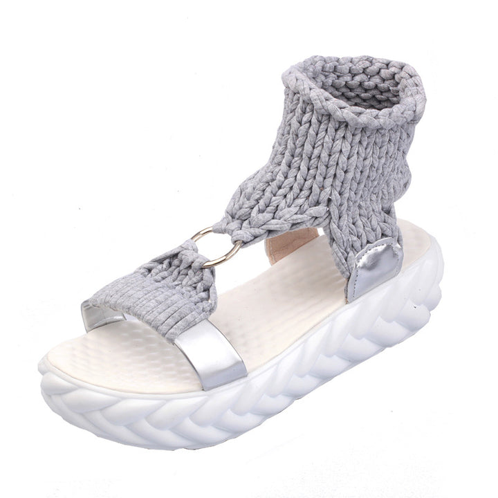 Damen nan handgewebte geflochtene Plateau-Sandalen mit ergonomischer Polstersohle Drune