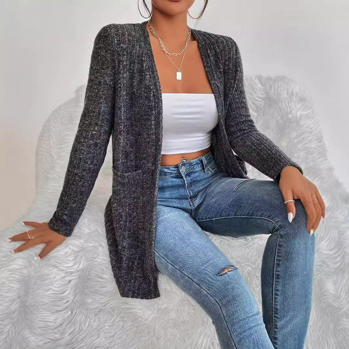 Damen Strickjacke mit feiner Rippstruktur und praktischen Taschen Drune