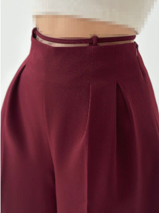 Damen High-Waist Chinohose mit dekorativem Bindeband Drune