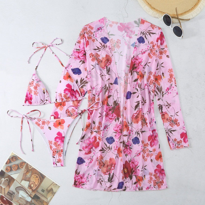 Damen Strandüberwurf mit floralem Design und leichtem Stoff Drune