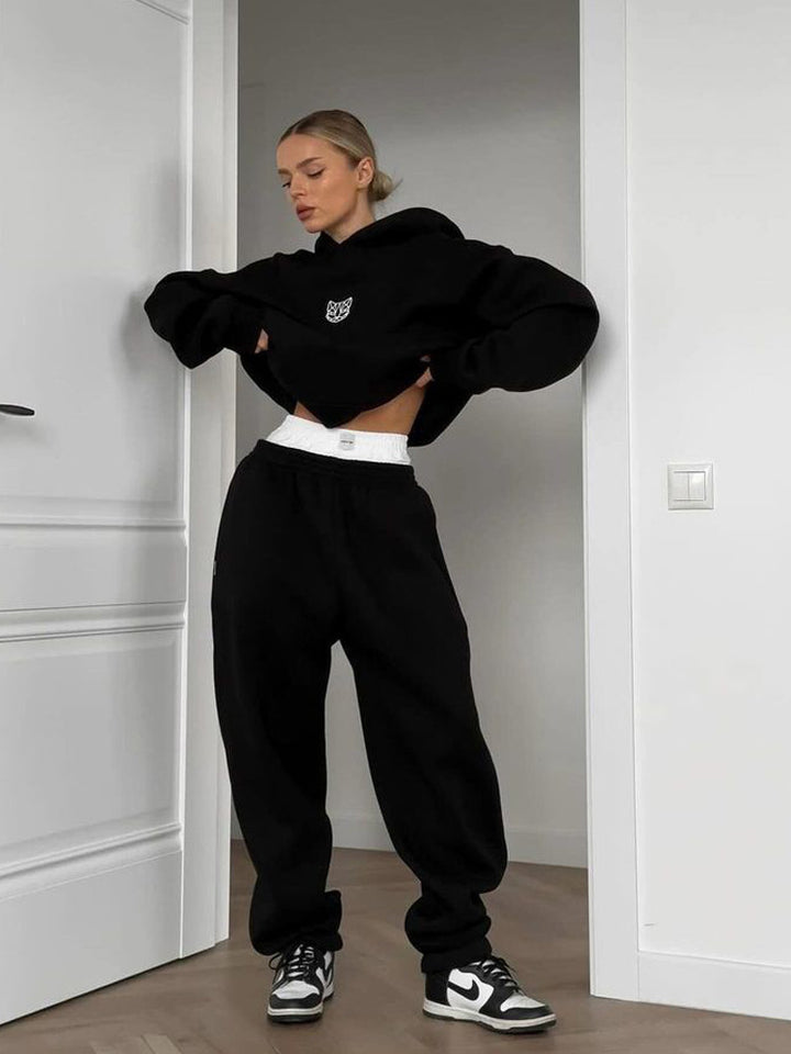 Damen Urbaner Oversized Hoodie und Bequeme Sweatpants Set Drune