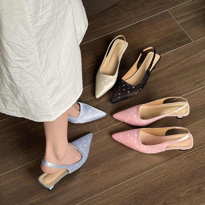 Damen glamouröse Slingback-Pumps mit feinen Glitzer-Applikationen und spitzem Design Drune