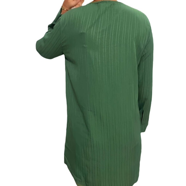 Damen V-Ausschnitt Bluse mit feinen Streifen und Knopfdetails Drune