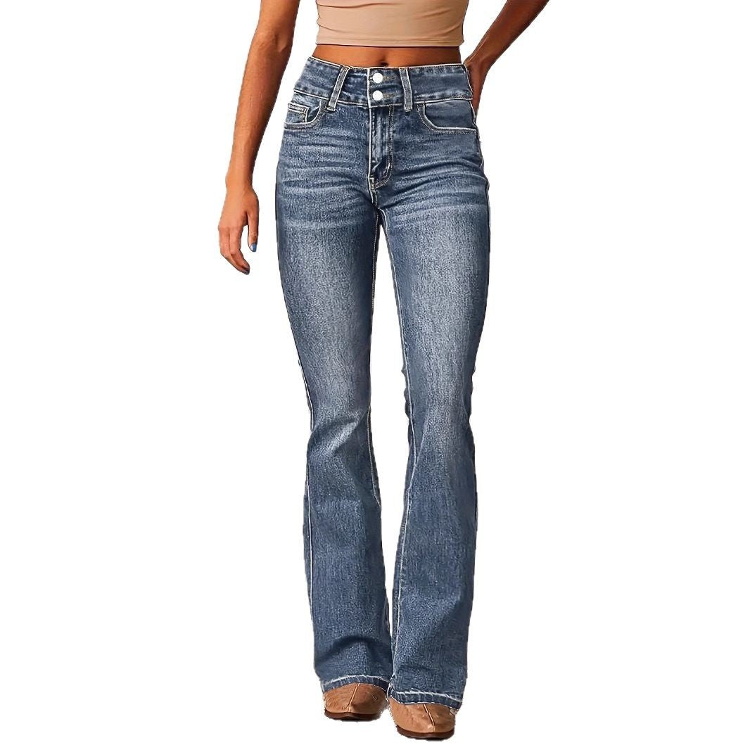 Damen Bootcut Jeans mit hohem Bundle und modischen Details Drune