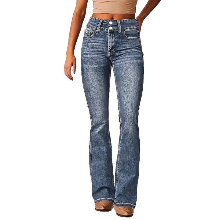 Damen Bootcut Jeans mit hohem Bundle und modischen Details Drune