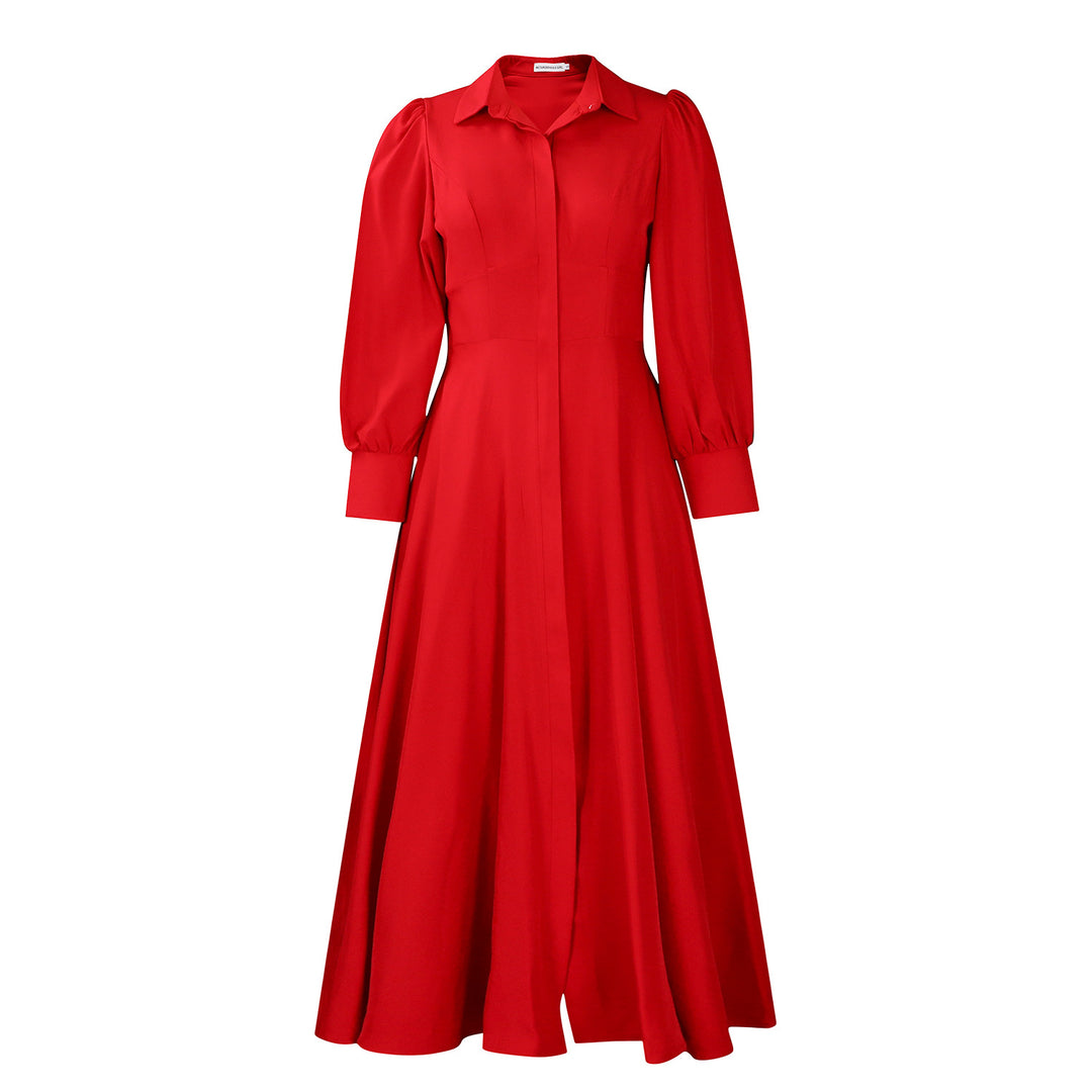 Damen Hemdkleid im eleganten Maxi-Format mit betontem Taillenbund Drune