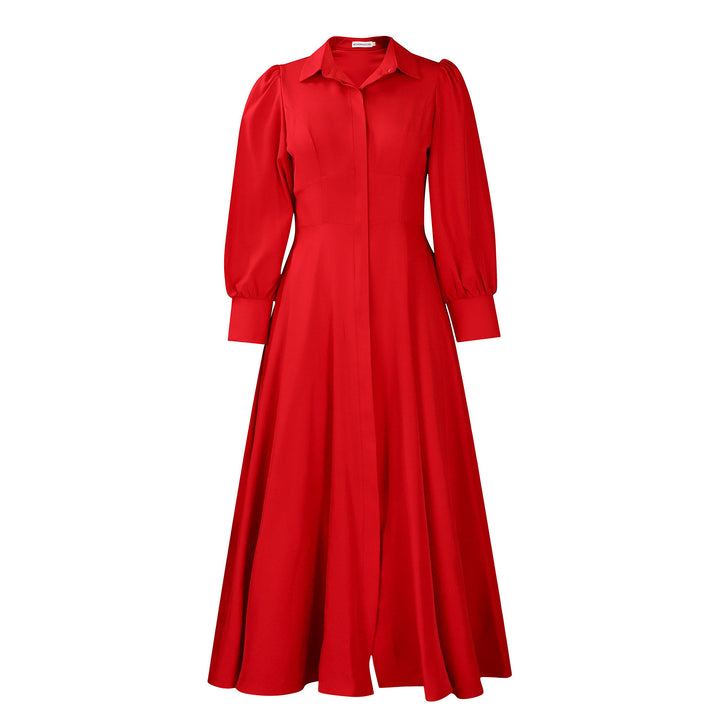 Damen Hemdkleid im eleganten Maxi-Format mit betontem Taillenbund Drune