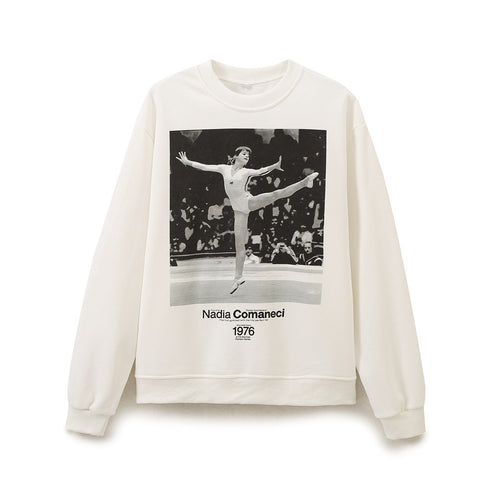 Damen Sweatshirt mit grafischem Print und hohen Kragen Drune
