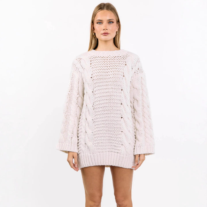 Damen kuscheliger Grobstrickpullover mit modernem Zopfmuster und lässiger Passform Drune