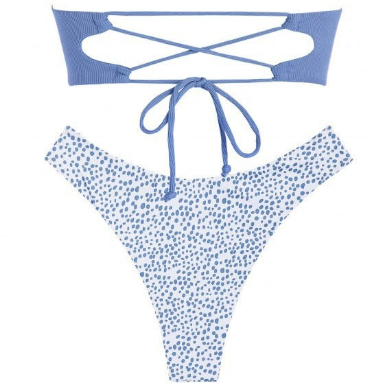 Damen Bandeau Bikini mit Rüschendetails und hohem Beinausschnitt Drune