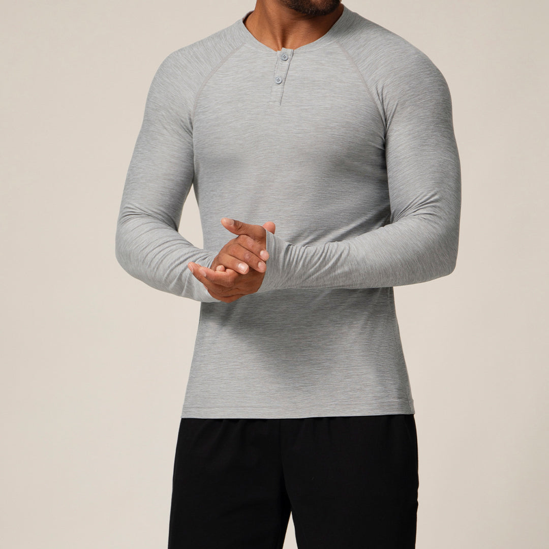 Herren Langarmshirt mit Knopfleiste Drune