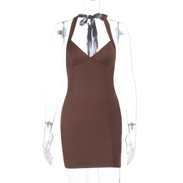 Damen figurbetontes Abendkleid mit elegantem Neckholder Drune