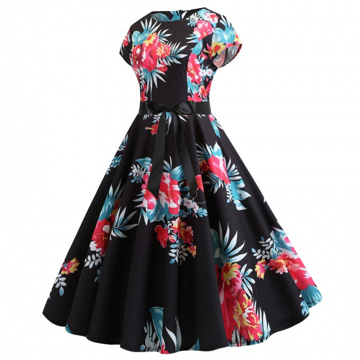 Damen Midikleid mit floralem Design und tailliertem Schnitt Drune