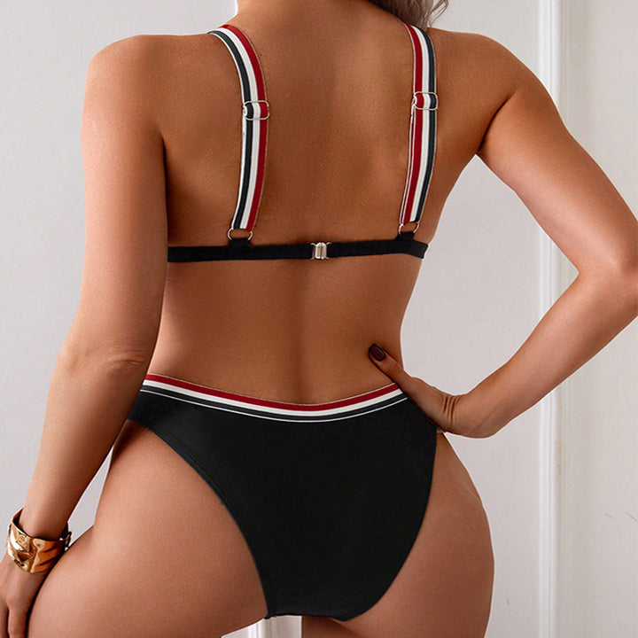 Damen Triangel-Bikini mit kontrastierenden Streifen Drune
