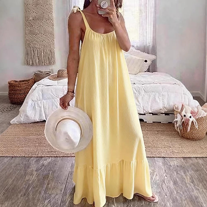 Damen Sommerliches Maxikleid mit Rüschenabschluss Drune