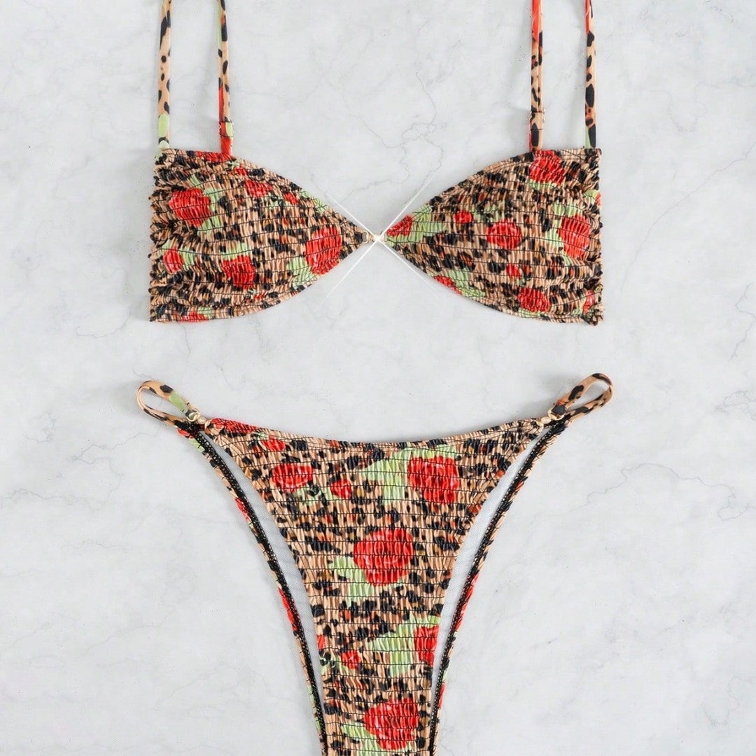 Damen verführerischer Triangel-Bikini mit strukturierter Oberfläche Drune