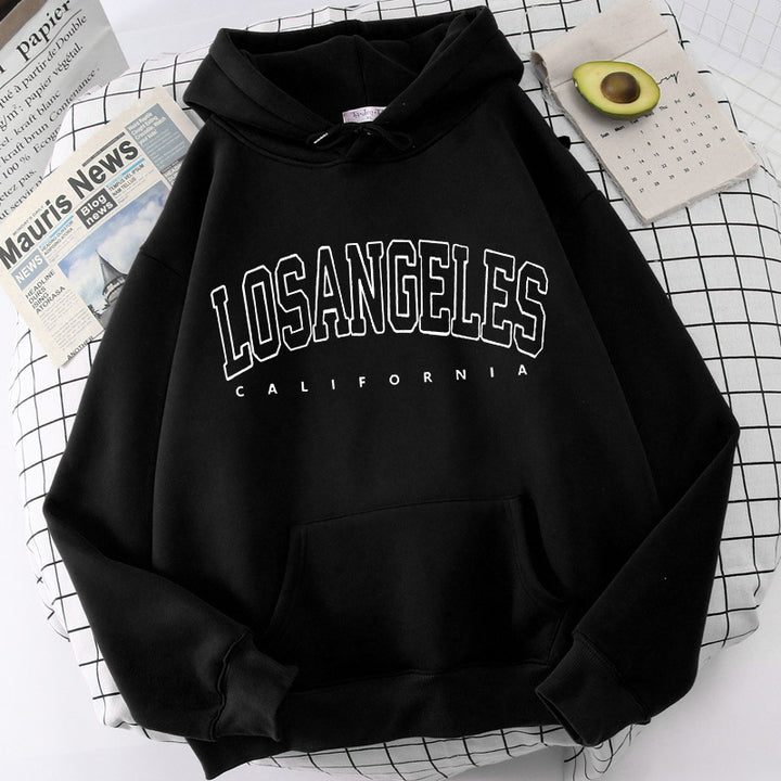 Damen Kapuzenpullover mit modernem Los Angeles Print und weitem Schnitt Drune