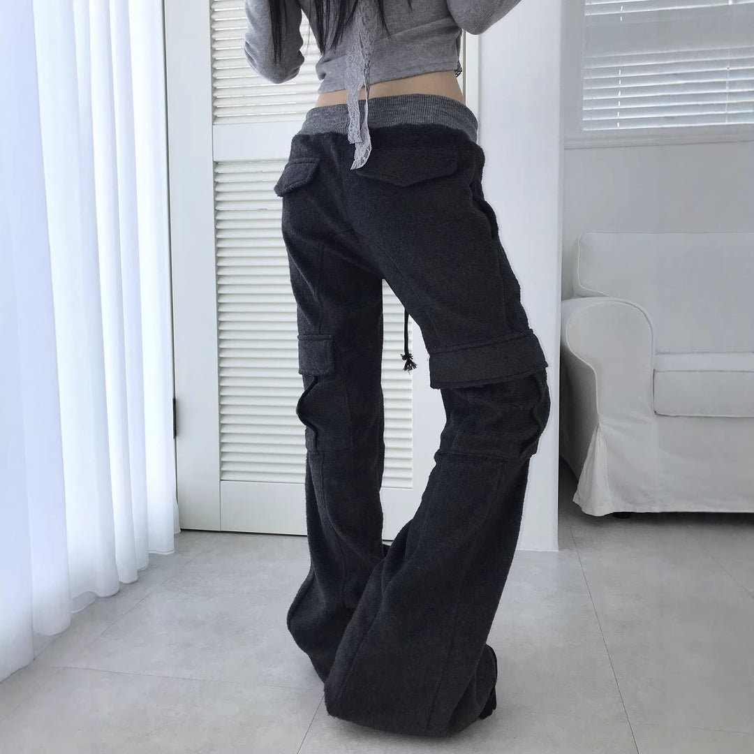 Damen Weite Cargo-Hose mit elastischem Bund und praktischen Taschen Drune