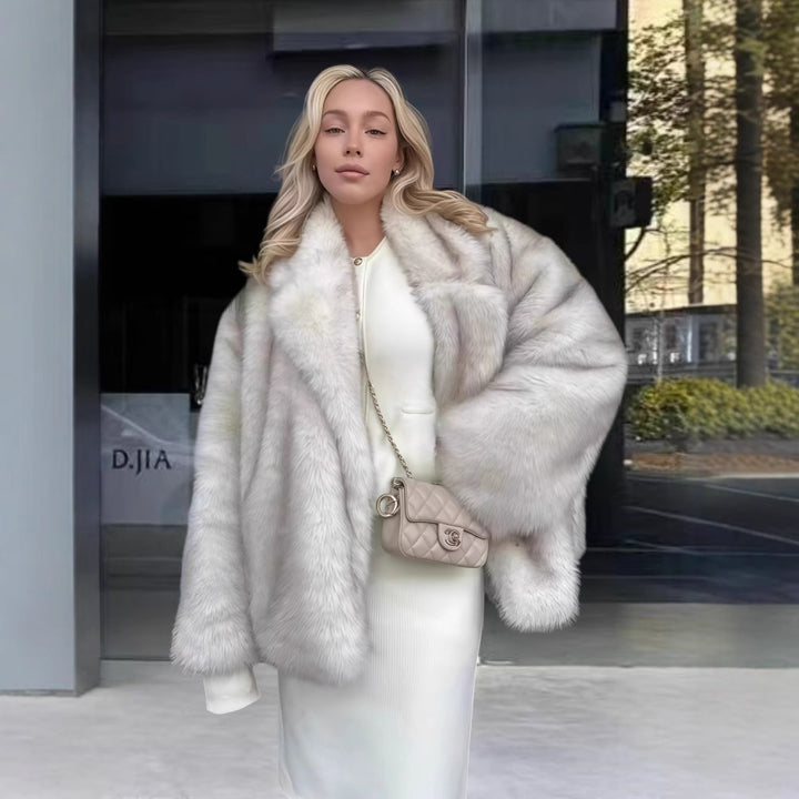 Damen Fleece-Felljacke mit funkelnden Details und voluminösem Schnitt Drune