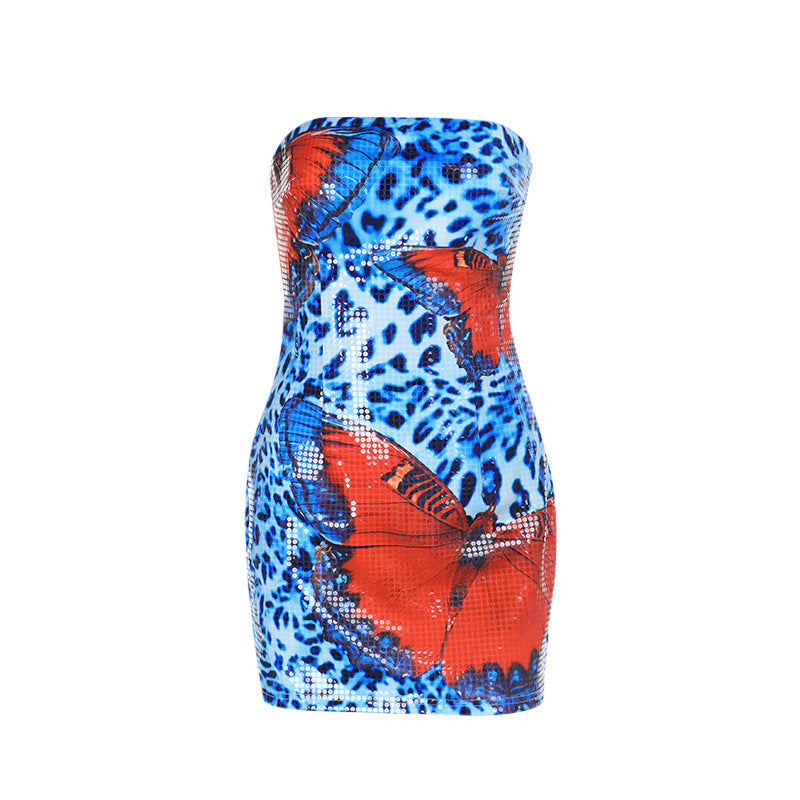 Damen strapazierfähiges Minikleid mit animalischem Muster und floralen Akzenten Drune