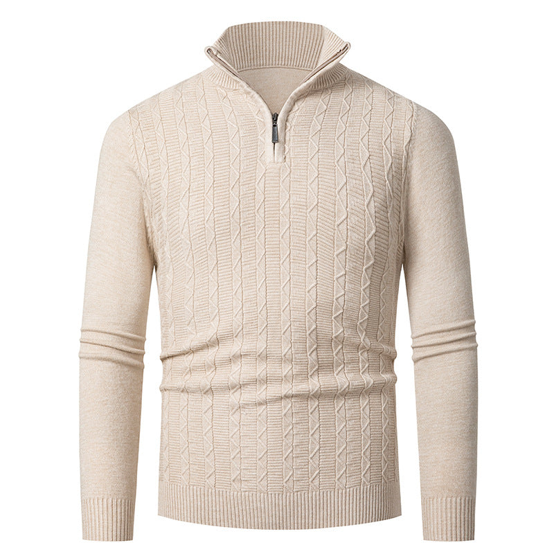 Herren Strickpullover mit hohem Kragen und feinem Zopfdesign Drune