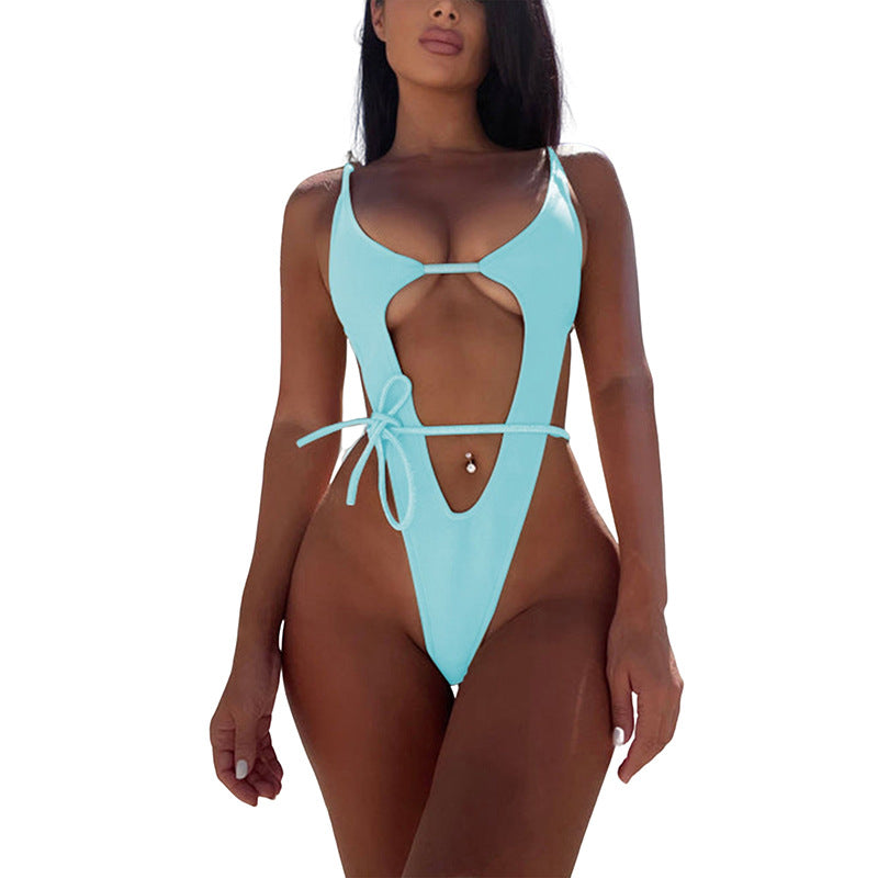 Damen Cut-Out Badeanzug mit verstellbaren Bändern und tiefem Ausschnitt Drune