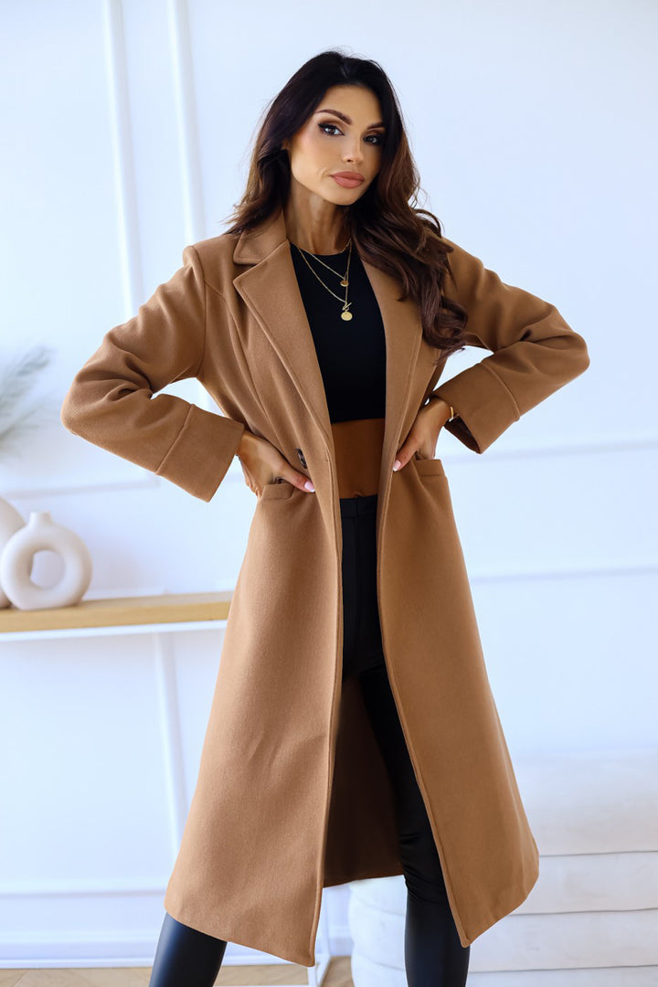 Damen Eleganter Wollmantel mit klassischem Revers und zeitlosem Design Drune