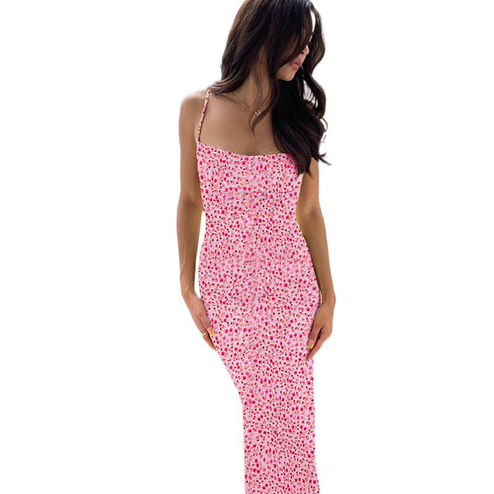 Damen Langärmliges Blumenkleid mit zartem V-Ausschnitt und figurbetonter Silhouette Drune
