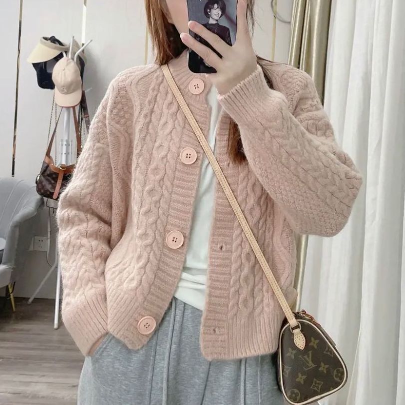 Damen Kuschelige Strickjacke mit Zopfmuster Drune 1772285547