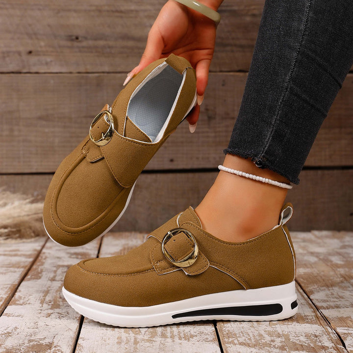 Damen Sneaker mit modischem Schnallenverschluss und bequemer Sohle Drune
