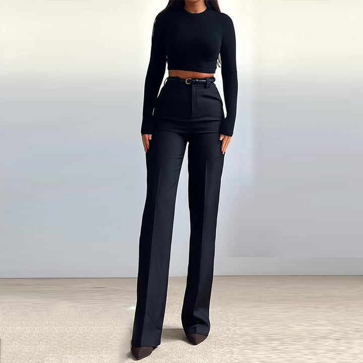 Damen Cropped Langarmoberteil mit weit geschnittenen Hosen Drune