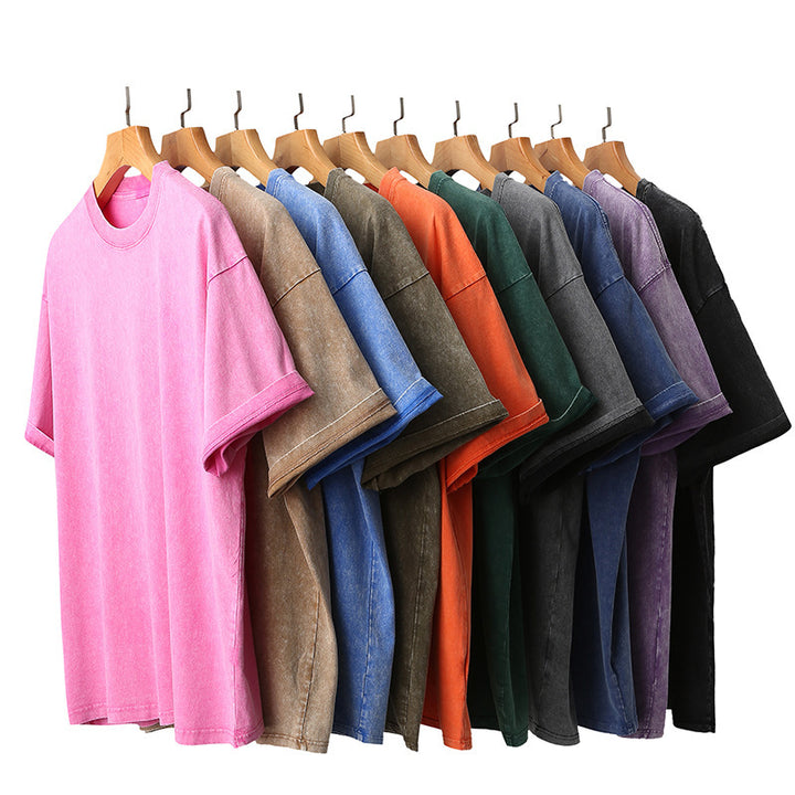 Damen Oversized Relaxed Fit Vintage Wasch T-Shirt Drune