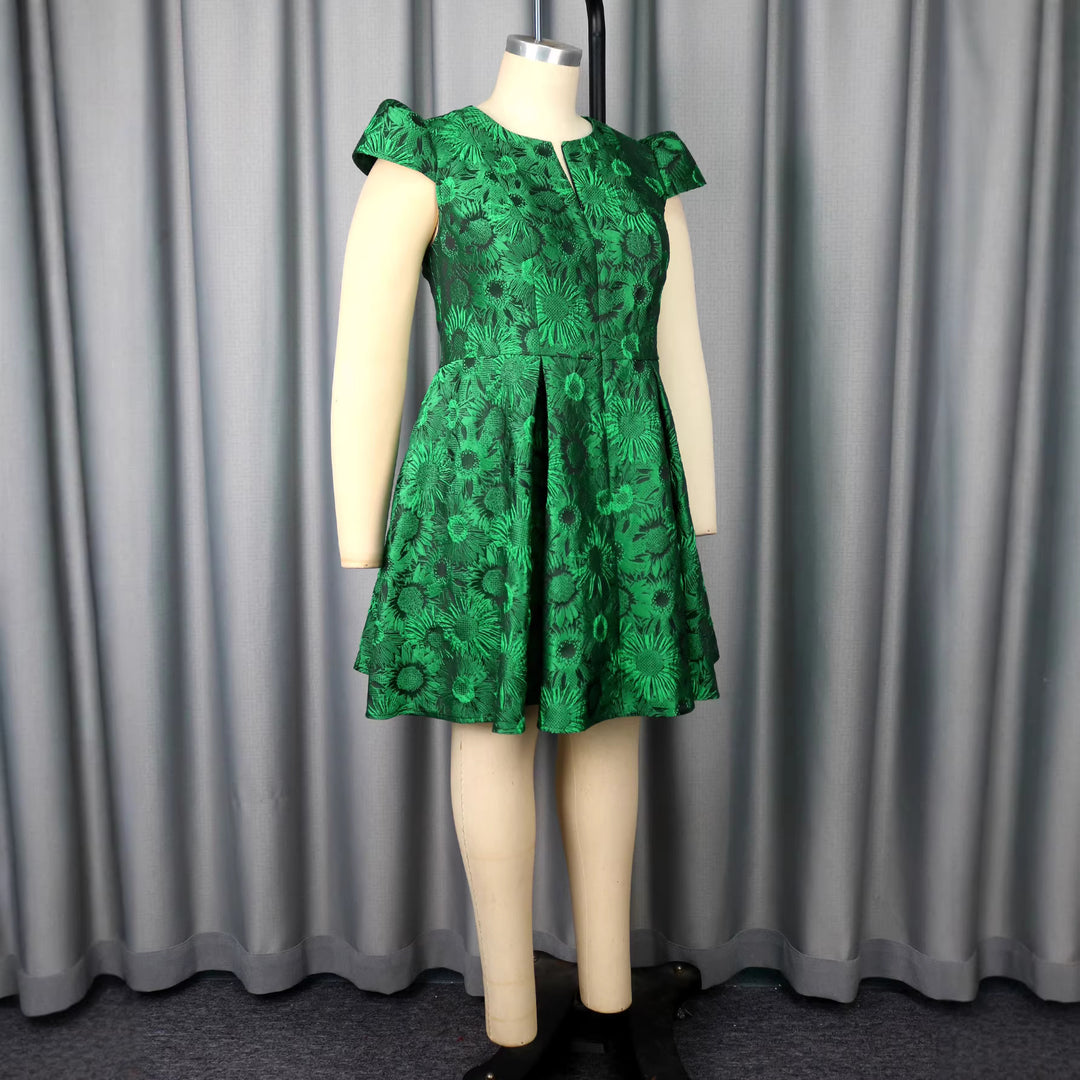 Damen A-Linien Kleid mit floralen Mustern und Wickeloberteil Drune