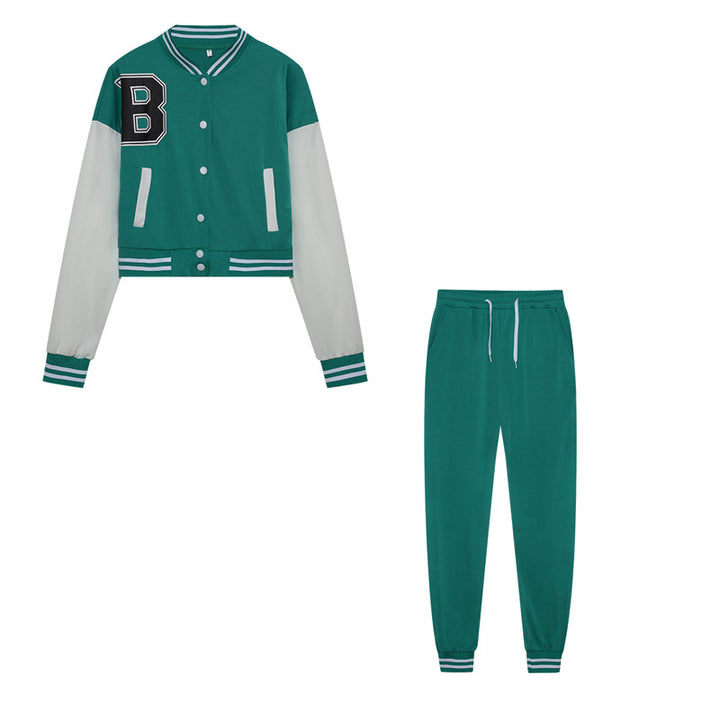 Damen Sportliches Set aus cropped Jacke und Jogginghose Drune