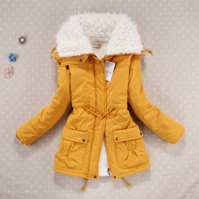 Damen lässige Steppjacke mit kuscheligem Innenfutter und verstellbarem Taillenzug Drune