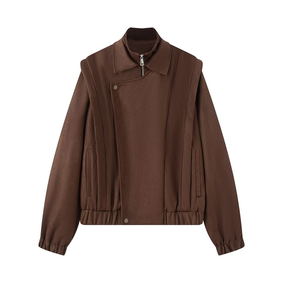 Damen modische Übergangsjacke mit asymmetrischem Schnitt und bequemen Taschen Drune