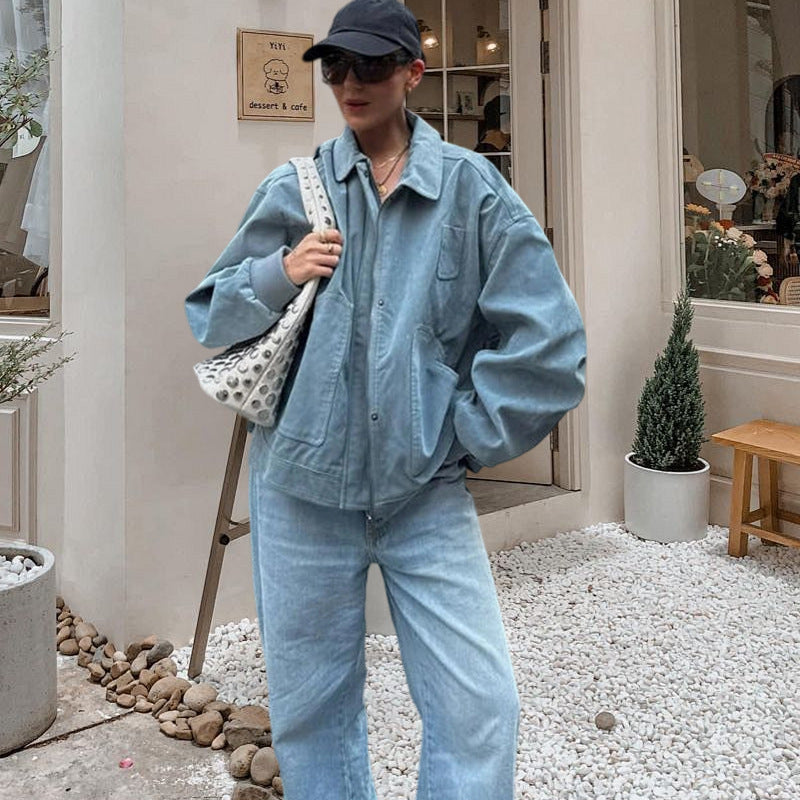 Damen Modische Oversized Denimjacke Drune