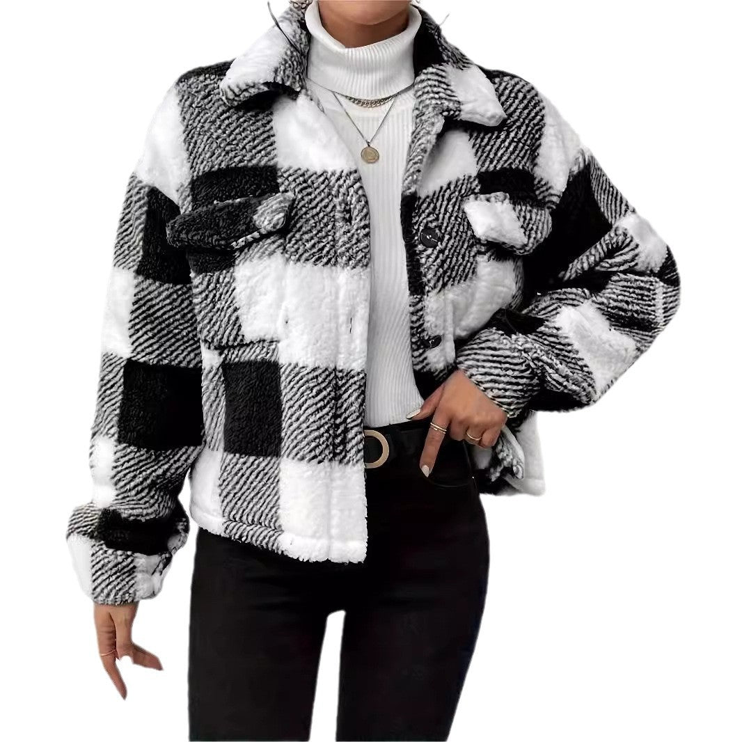 Damen kuschelige Karojacke Drune