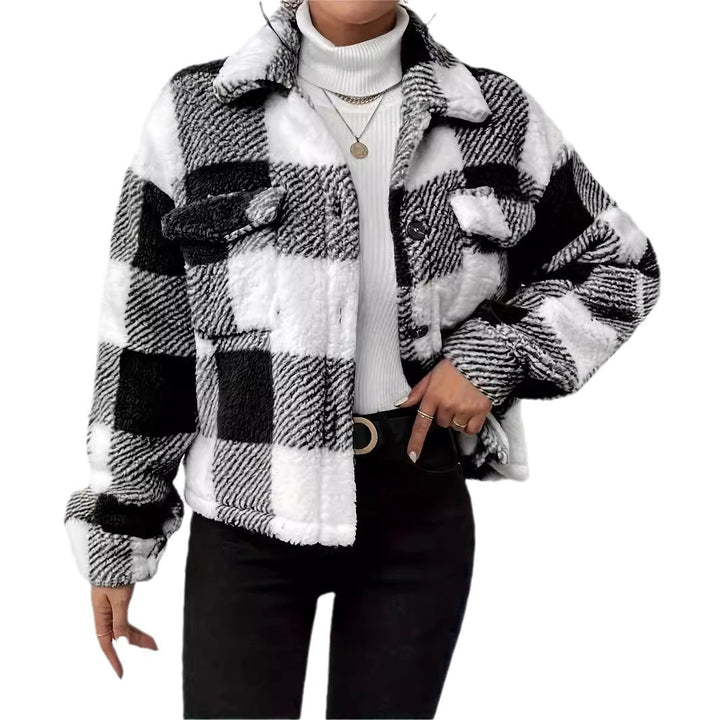 Damen kuschelige Karojacke Drune