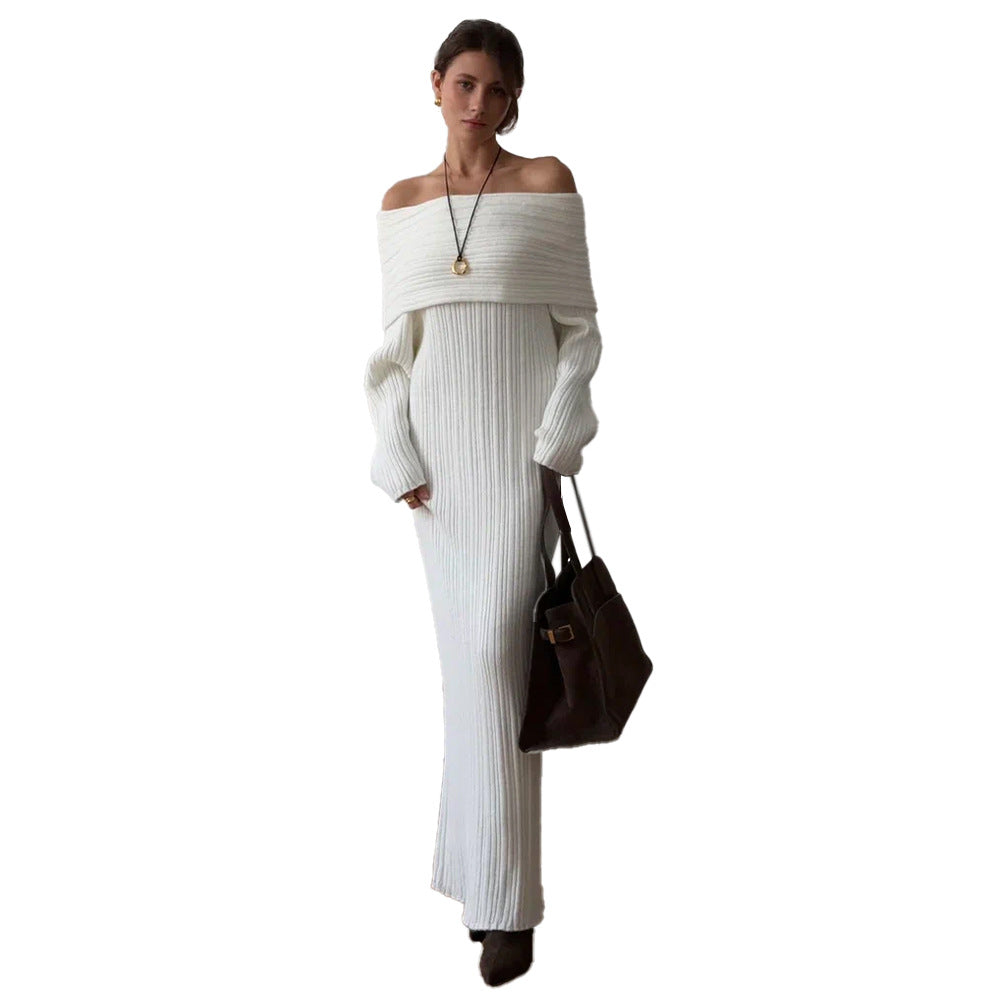 Damen Oversized Strickkleid mit weitem Schnitt und eleganten Details Drune
