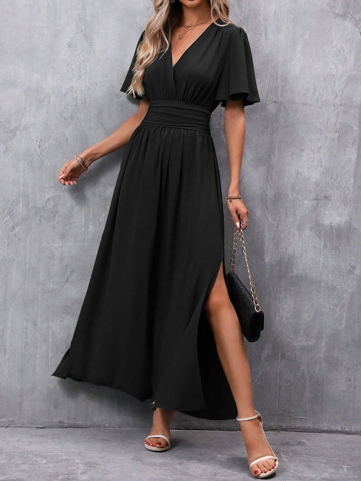Damen maxikleid mit fließendem Schnitt und eleganten Ärmeln Drune