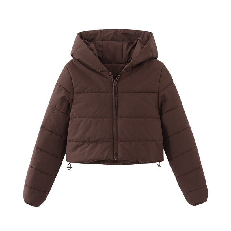 Damen gesteppte kurz geschnittene Jacke mit Kapuze Drune