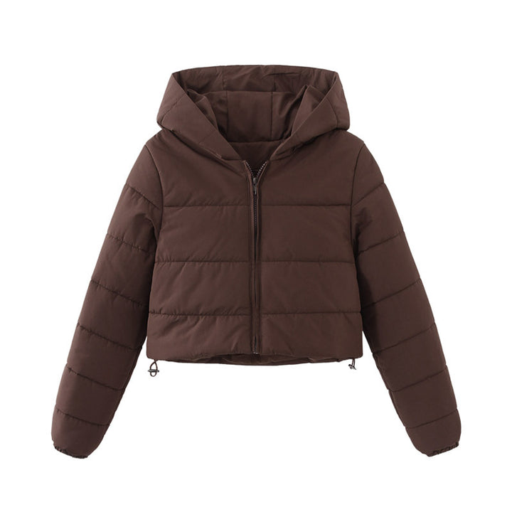 Damen gesteppte kurz geschnittene Jacke mit Kapuze Drune