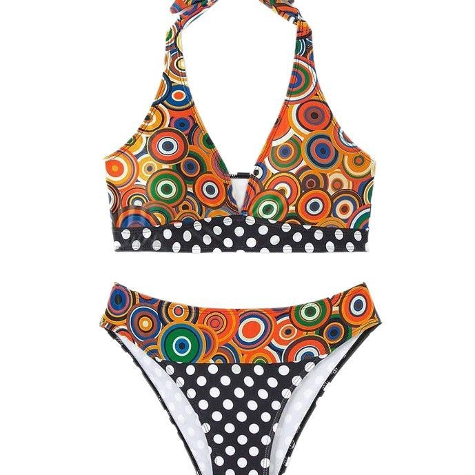 Damen Triangel-Bikini mit modischem grafischem Muster Drune