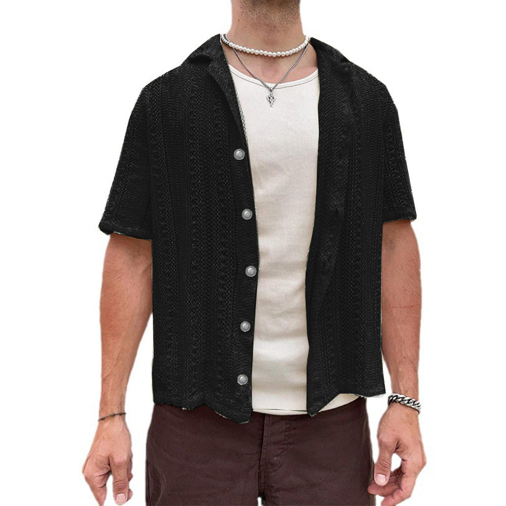 Herren Kurzarm Strickhemd Drune